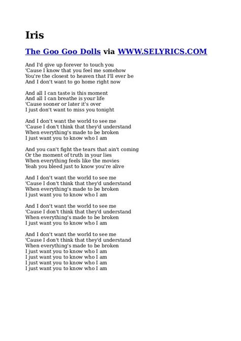 iris goo goo dolls lyrics meaning|Iris by Goo Goo Dolls Lyrics Meaning .